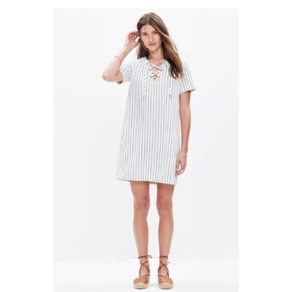 Madewell Harbor Lace-Up Shift Dress, F2186, Size: XXS - Picture 2 of 11